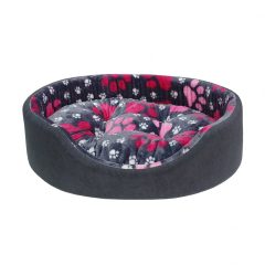   JESSY-2 Cica- és Kutyaágy /Nagytappancsos-Szürke-pink (36x46 cm)