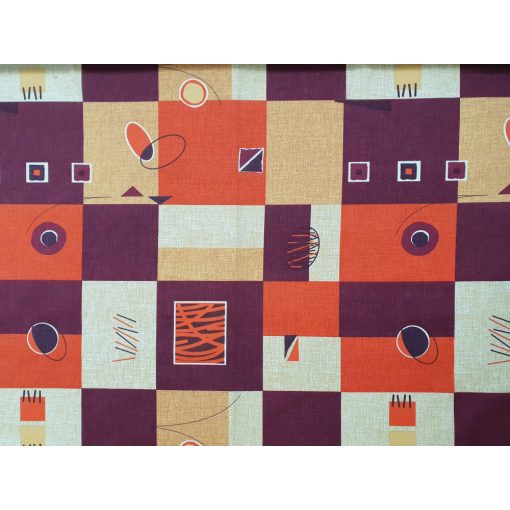 Pufi Ülőpárna 38x38 cm (bordó-narancs négyzetek)